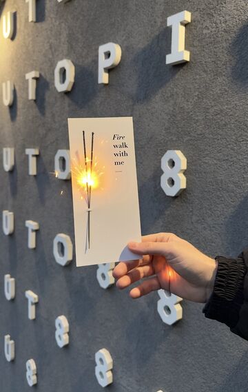 White postcard with sparkler Fire Walk with me