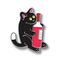 Значок Cat with Bottle Black