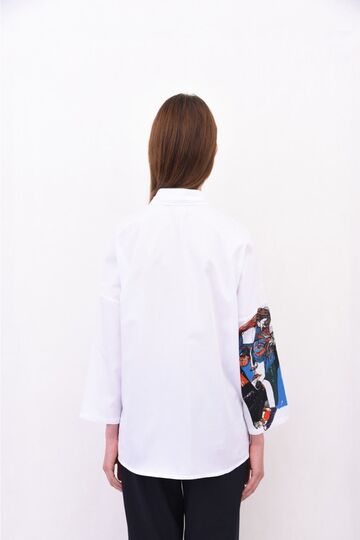 Рубашка с принтованым рукавом