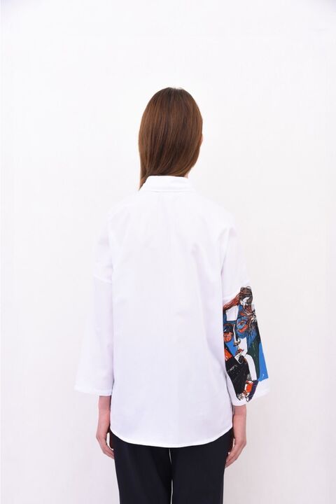 Рубашка с принтованым рукавом