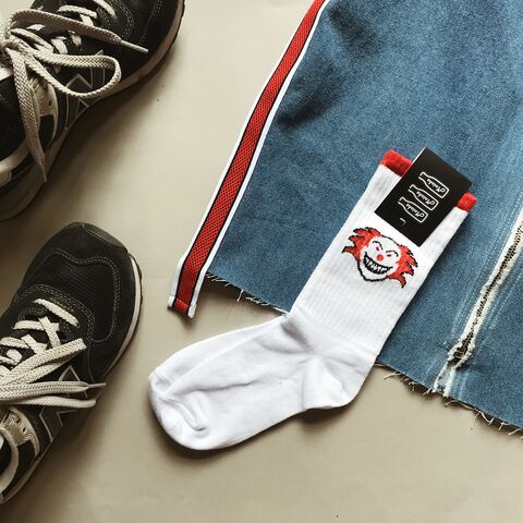 Білі шкарпетки з клоунами