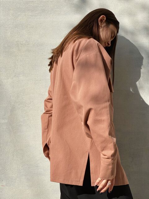 Terracotta Cotton Shirt with Hidden Buttons