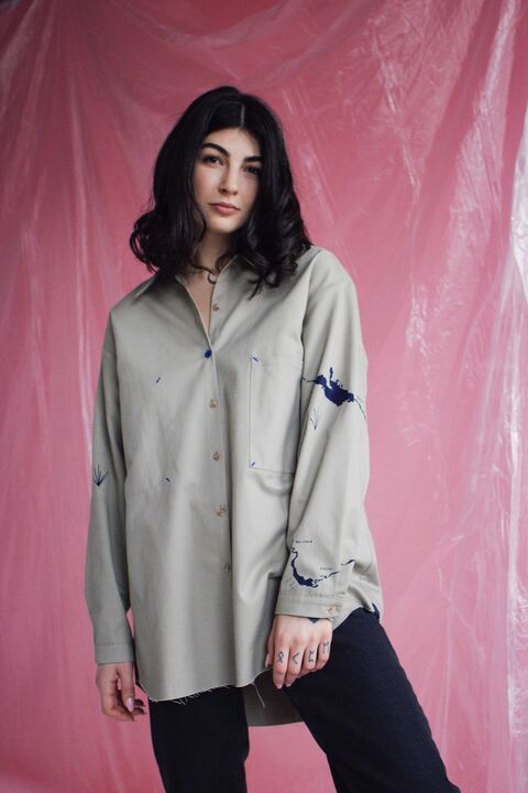 Серая рубашка из саржи Днепр