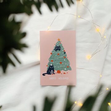 Розовая открытка Happy Holidays