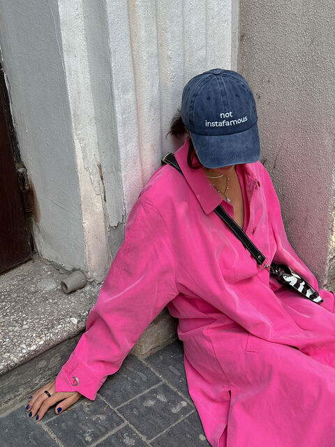 Синя кепка з митого джинсу Not instafamous