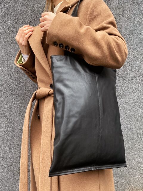 Black Tote Bag with Lining and Two Handles