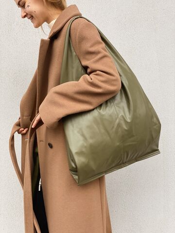 Оливковий шопер з підкладкою та однією ручкою