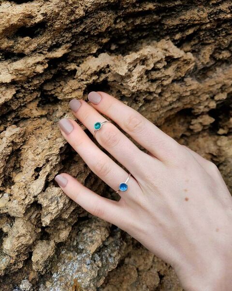 Ring Drop with blue enamel