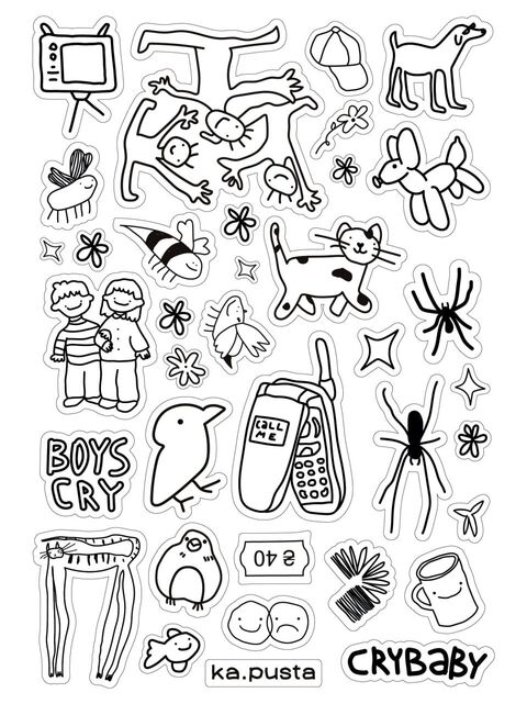 Лист чорно-білих стікерів CryBaby
