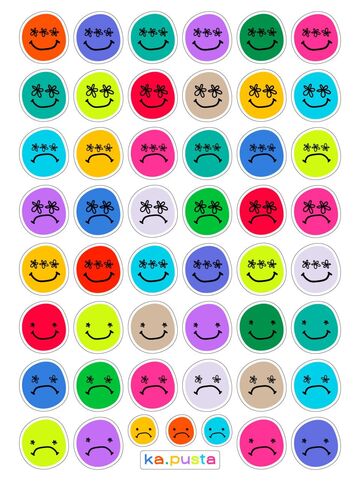 A sheet of transparent stickers Faces