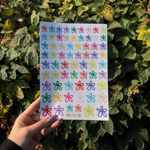 Лист прозорих стікерів Квіточки