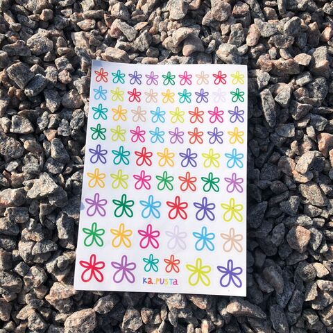 Лист прозорих стікерів Квіточки