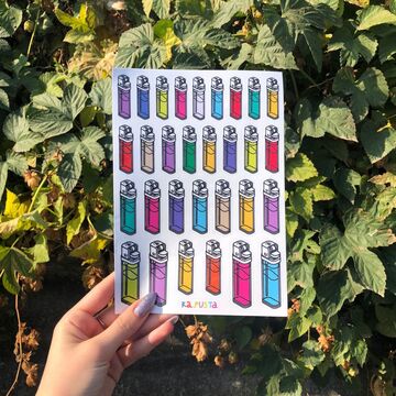 A sheet of transparent stickers Lighters