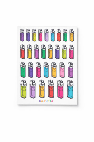 A sheet of transparent stickers Lighters
