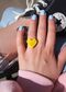 Желтое кольцо с бисера Сердце
