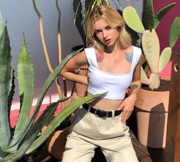 White top with a square neckline