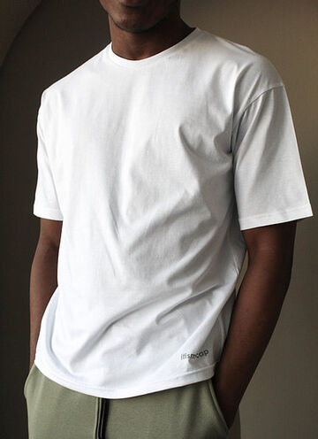 White Men's T-shirt logo at the bottom