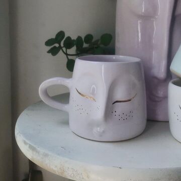 Лавандове горнятко з золотим розписом