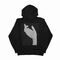 Black hoodie with a Hand patch