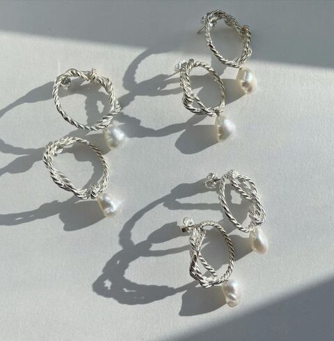 Серьги Канат с белой жемчужиной