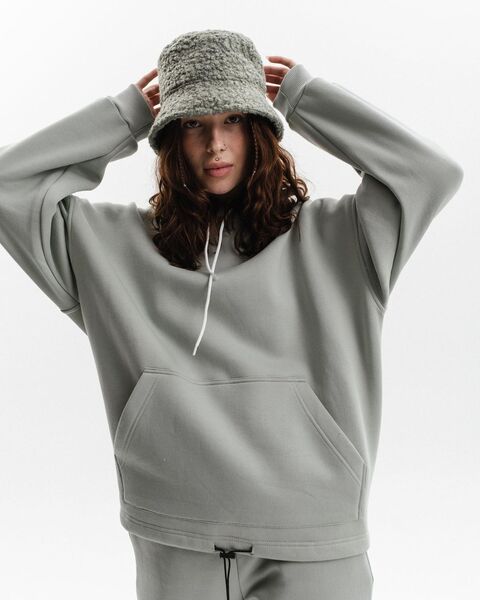 Оливкове жіноче худі на зав'язках з начосом