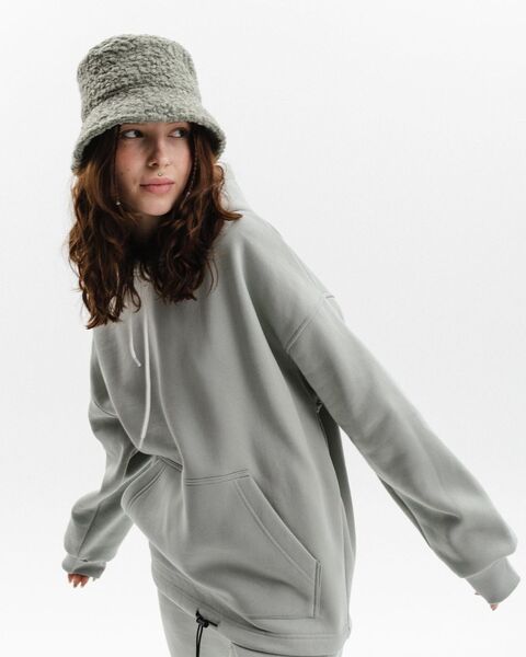 Оливкове жіноче худі на зав'язках з начосом