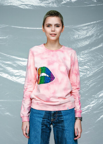 Pink upcycling longsleeve Lips