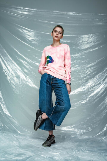 Pink upcycling longsleeve Lips