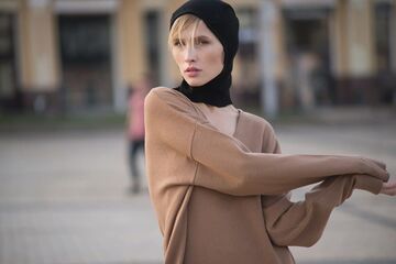 Beige knitted dress