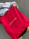 Red tote bag with white embroidery Sativa Rotaru