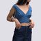 Blue denim pleated top