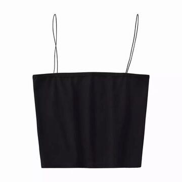 Black crop top with thin elastic bands