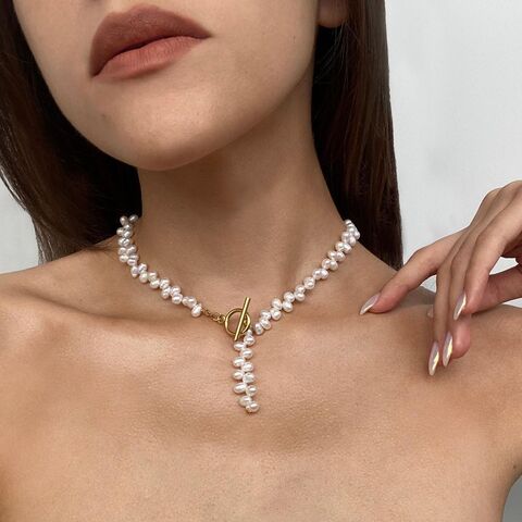 Намисто з перлин з позолоченою застібкою