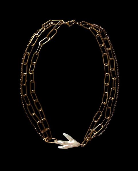 Намисто позолота з барочною перлиною