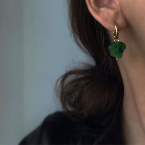 Сережки з зеленим аква кварцем