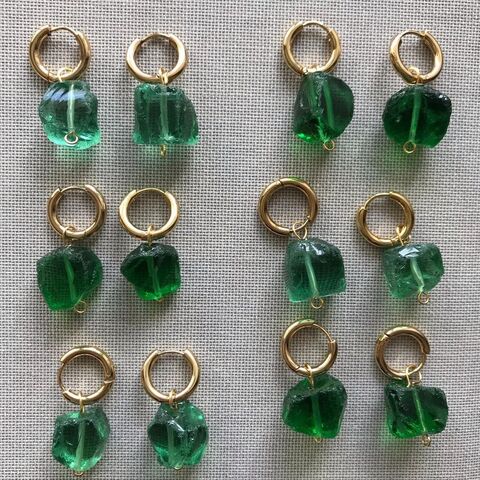 Сережки з зеленим аква кварцем