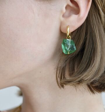 Earrings with green aqua quartz