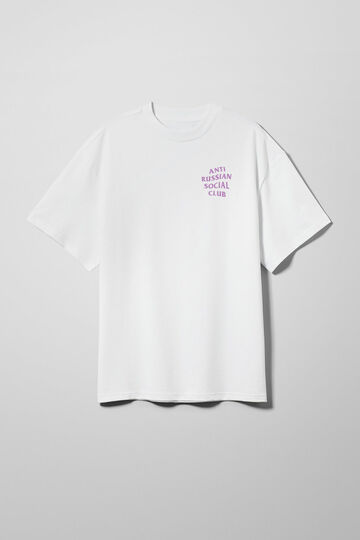Біла оверсайз футболка ARSC з бузковим лого