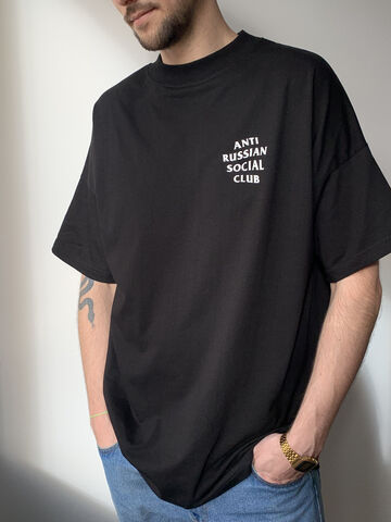 Чорна оверсайз футболка ARSC з білим лого