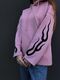 Pink fleece hoodie with gray sleeve prints