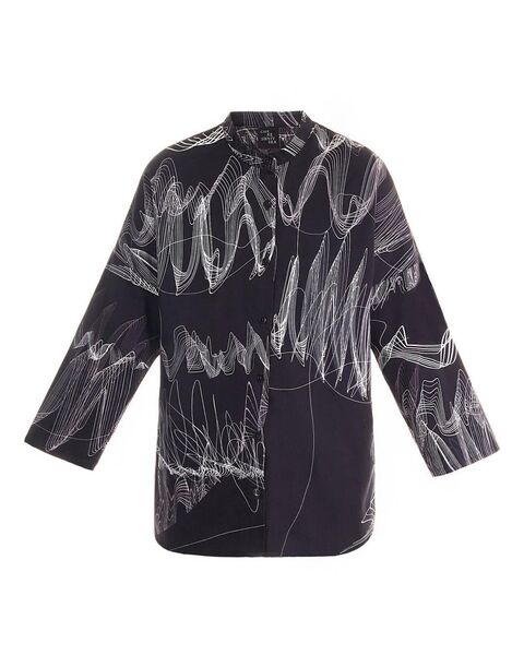 Темно-синя сорочка в абстрактні хвилі