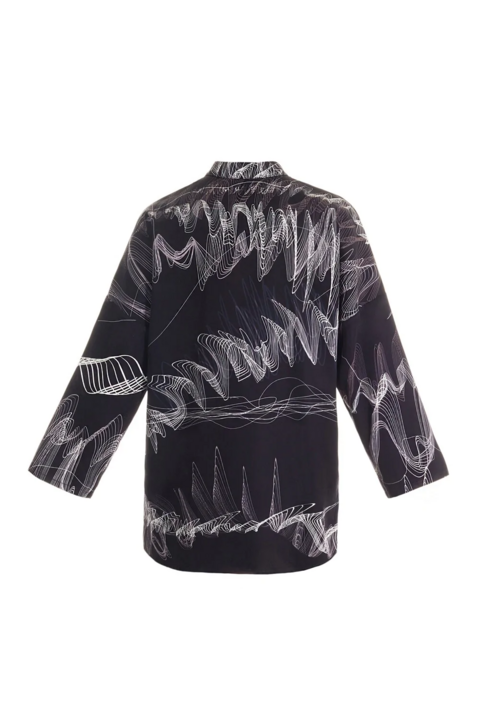 Темно-синя сорочка в абстрактні хвилі