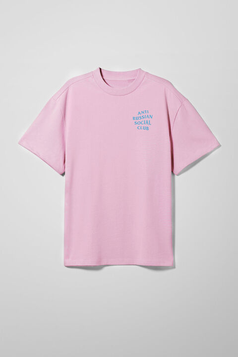 Світло-рожева оверсайз футболка ARSC з блакитним лого