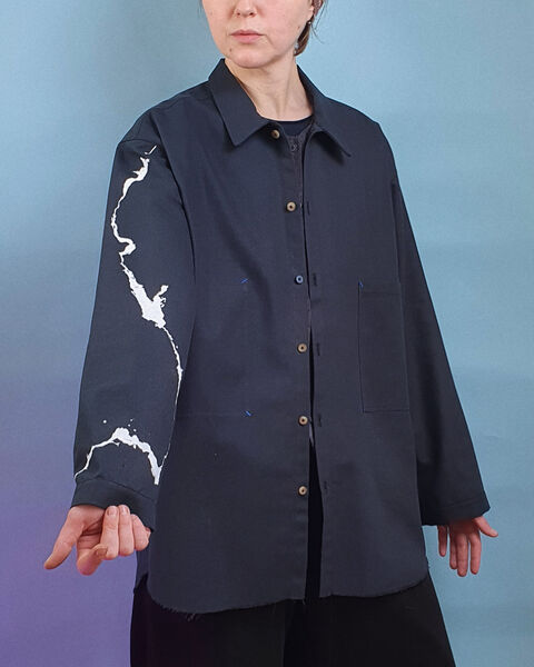 Черная рубашка из двунити Днепр