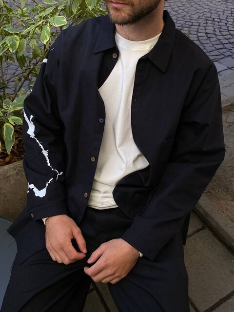 Черная рубашка из двунити Днепр