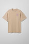 Beige oversized t-shirt ARSC with lilac logo