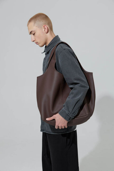 Коричневий шопер з еко-шкіри