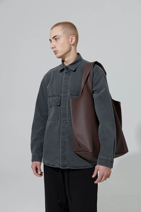 Коричневий шопер з еко-шкіри