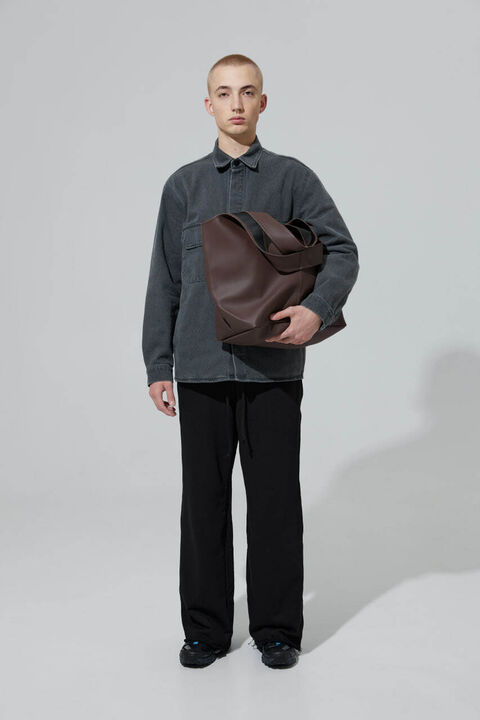 Коричневий шопер з еко-шкіри