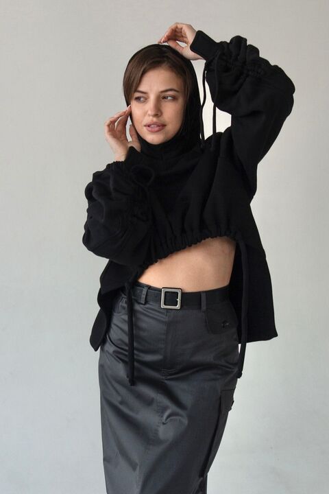 Black hoodie from a footer with fleece